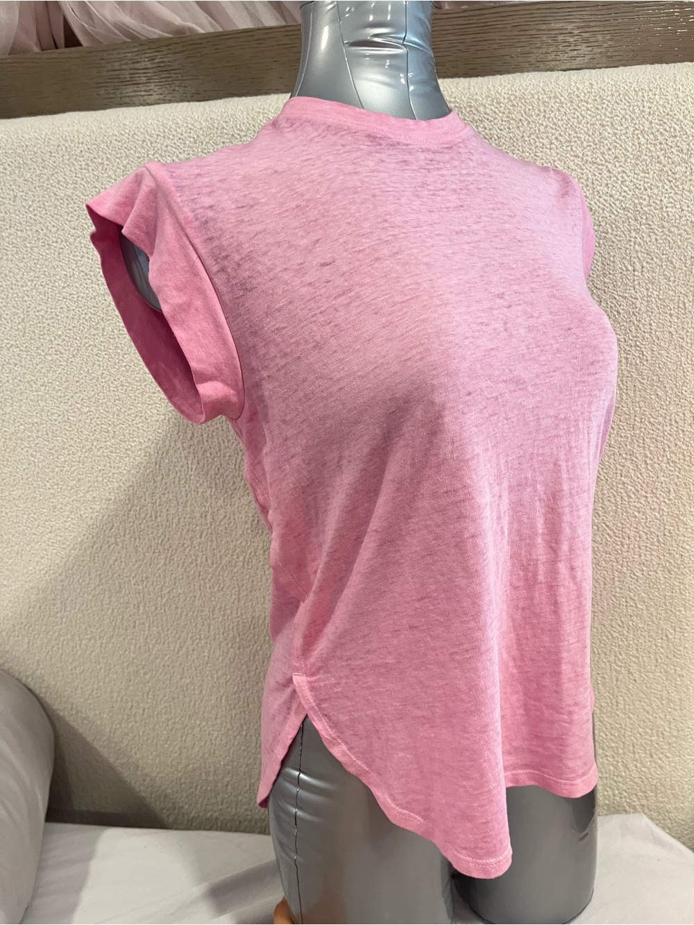 bcg Pink Sleeveless Crewneck Tank with Rolled Cap Sleeves